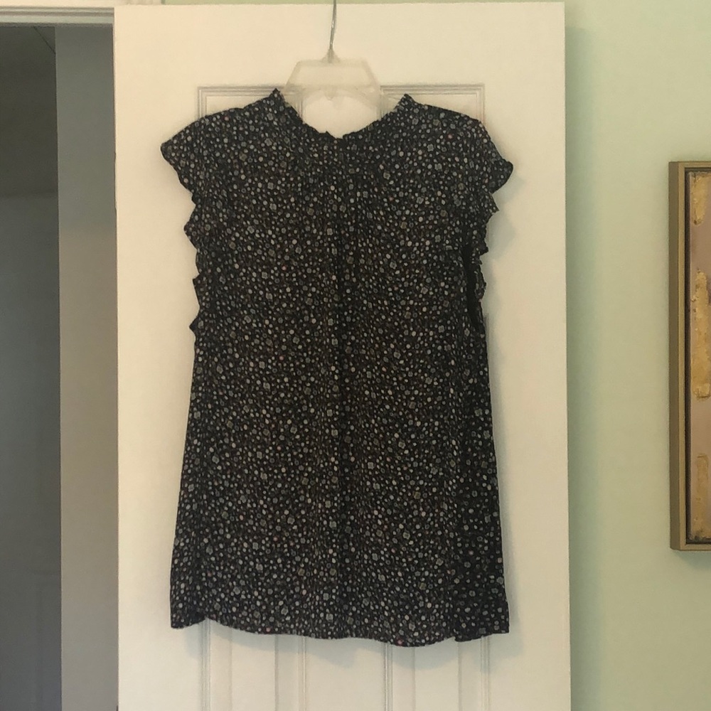 High collar black floral dress shirt